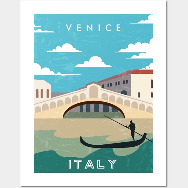 Venice, Italy. Retro travel poster Wall Art by GreekTavern